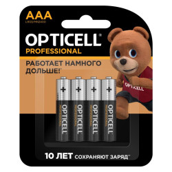 Элемент питания алкалиновый AAA/LR03 (блист. 4шт) Professional Opticell 5052002/6052002