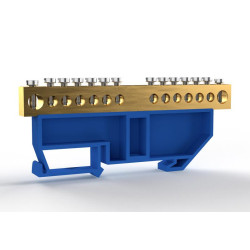 Шина нулевая на DIN-изоляторе 8х12мм 14 отвер. латунь TOKOV ELECTRIC TKE-BCB-812-14-DIN/N