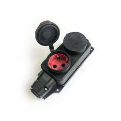 Колодка удлинителя 2-м 16А IP44 с заземл. каучук черн. КОСМОС KKsm-2g-Z-IP(B)16A