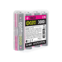 Аккумулятор 18650 3.7В Li-Ion 3000мА.ч без платы защиты PB-4 (уп.4шт) ФАZА 5059863