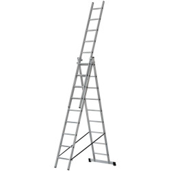 Лестница трехсекционная 3х9 H=257/426/591см 11.18кг алюм. FIT 65434