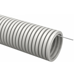 Труба гофрированная ПВХ d20мм с протяжкой сер. (уп.50м) TOKOV ELECTRIC TKE-TG/P-20-C06/50